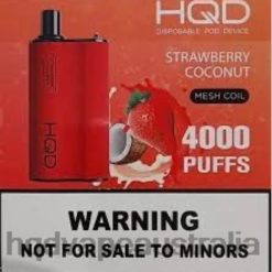 HQD BOX 4000 PUFFS Strawberry Coconut H4F6D112 HQD Vapes Australia